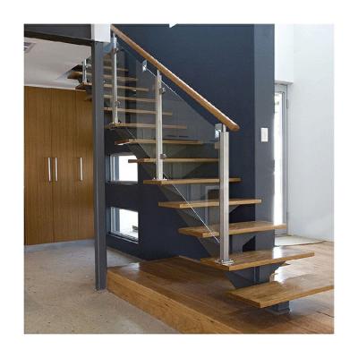 China General direct sales wooden stairs for sale mono beam straight floating stairs wood for sale