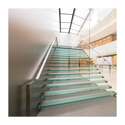 China Stair stringer glass staircase used ss railing straight staircase for sale