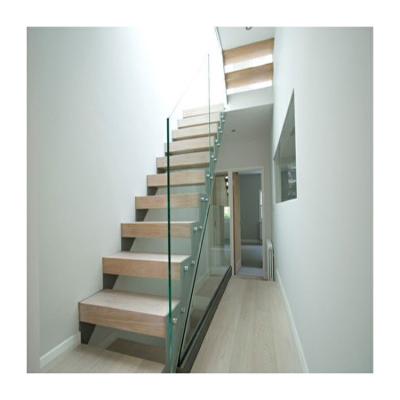 China Eco Friendly Solid Wooden Staircase Indoor Invisible Stringer Straight Stairs zu verkaufen