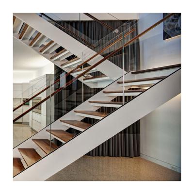 China WA-SDS1234 Custom Wood Staircase Modern U Shape Straight Stairs for sale