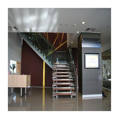 中国 Decorative Straight Wooden Staircase Glass Treads Straight Stairs 販売のため