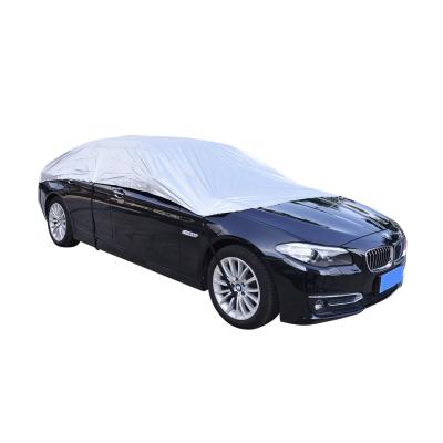 China Fashion Design 170T 190T Polyester Car Cover Car Cover Sun Snow Resistant Silver UV Proof Half Cover Outdoor for sale