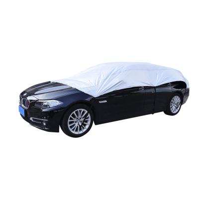 China Half Car Cover Customized Car Cover Sunshade Protector Cover UV Resistant Outdoor Windproof Car Snow Ice Windproof Logo Printed for sale