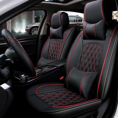 China Hot Selling Comfortable And Wear Resistant Universal Car Seats Covers Black Color Wear Resistant Easy To Clean PVC Leather Car Seat Cover Sets for sale