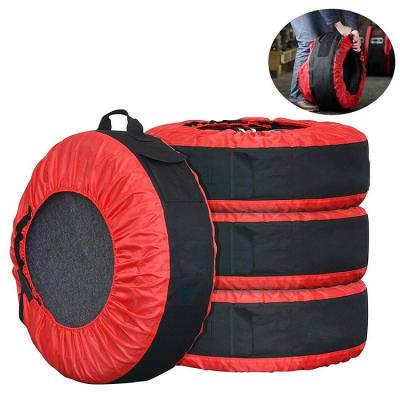 China Sports 600D Oxford Black / Red Seasonal 4pcs Car Tire Storage Bag for sale