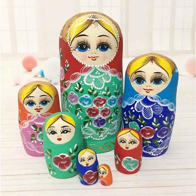 China Direct Selling Eco-Friendly Russian Wooden Matryoshka Dolls Matryoshka Crafts and Home Furnishing Children's Matryoshka Collectible Craft Toys for sale