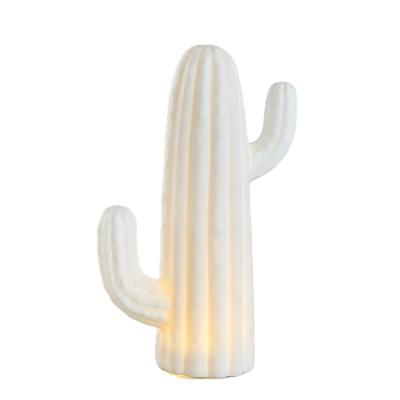 China Hotel Porcelain Christmas Decorations Cactus Led Lamp Holder Tea Light Sconce For Home Decor Gifts for sale