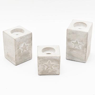 China Home Decoration Most Popular Gray Color Cement Decorative Tabletop Christmas Candle Holder Vintage Candle Base Holder for sale