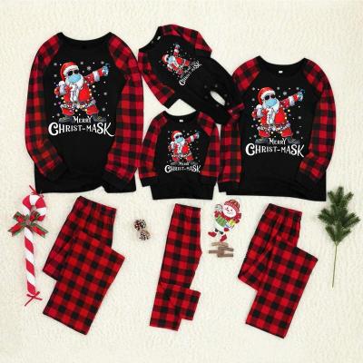 China Breathable European and American Christmas Print Parent Child Pajamas Set for sale