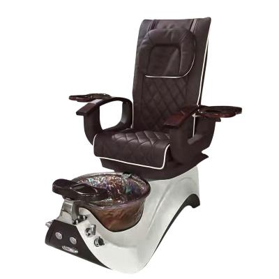 China Kisen Modern Luxury Red Hot Sale Electric Pedicure Massage Chair Set Coating with Nail Supply and Shampoo Bowl for Salon for sale