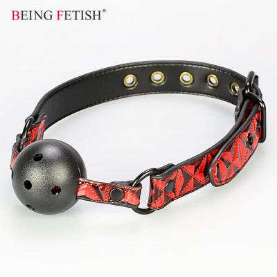 China For Couples Gay Lesbians PU Leather Bondage Mouth Ball Gag For Adult Sex Toy for sale