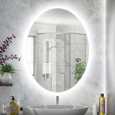 China Dimming Hot Selling Most Fashion Wall Mounted Oval Mirror Dimmable Bathroom LED Backlit Mirror Lighted Fog Light for sale