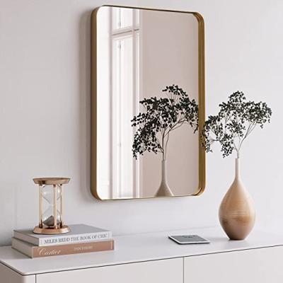 China Double Arm Extend Metal Framed Bathroom Mirror For Wall Rounded Rectangle Mirror Tempered Glass, Hang Horizontally Or Vertically for sale