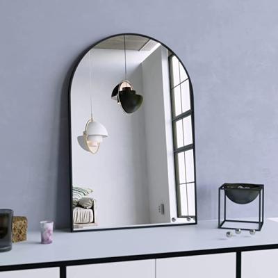 China Double Arm Extend Arch Mirror Black Wall Mounted Vanity Mirror With Metal Frame For Bedroom, Entryway, Living Room for sale