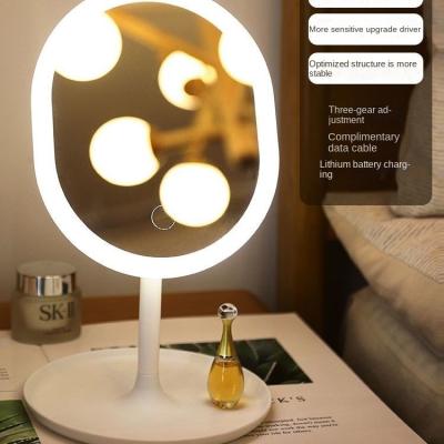 China Modern Ready To Ship New Led Makeup Mirror Desktop With Light Portable Mirror Beauty Dressing Mirror With Tray for sale