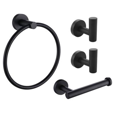 China Sustainable High End Hotel Bathroom Accessories Set Towel Rack Bathroom Towel Rack Wall Mount Black Hardware Pendant Set for sale