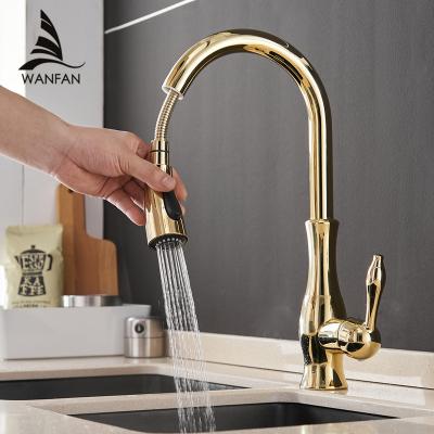 China Silver Gold Faucets Thermostatic Kitchen Faucets Single Handle Pull Out Kitchen Faucet Hole Handle Swivel Degree Single Tap Water Mixer Tap for sale