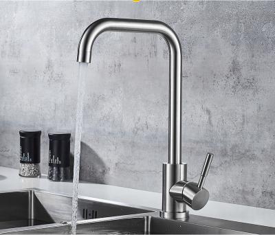 China Kitchen Faucet Swept Single Hole Single Handle Stainless Steel Kitchen Mixer Taps Safe Mating Faucets for sale