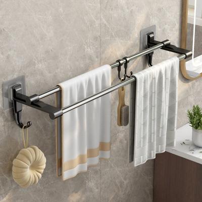 China Modern Superior Luxury Bathroom Towel Rack Free Punch Stainless Steel Fashion Wall Hanging Towl Shelves Multifunctional Shelving for sale