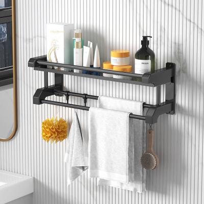 China Traditional Ready To Ship Non-Perforated Bathroom Stainless Steel Towel Rack Multi-Function Kitchen Organizer Shelf for sale