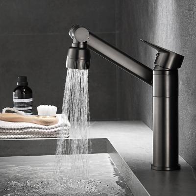 China Brass Thermostatic Faucets Hotel Toilet Bathroom Counter Basin Basin Sink Rotating Faucet Cooking Hot And Cold Black for sale