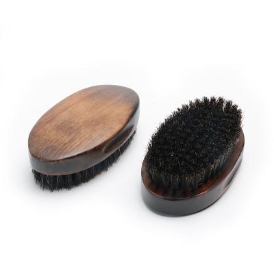 China Abeis Retro Wooden Beard Brush Natural Bristle Beard Brush Oval Style for sale