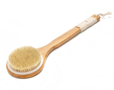 China Dry Body Shower Brush Back Scrub Natural Bamboo Long Handle Massage for sale