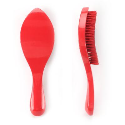 China 100% Pure Red Natural Boar Bristle Brush With PU Glossy Handle for sale