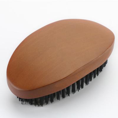 China Extension Hair Wave Brush For 540 Wooden Curve Handle Brown Synthetic Fiber Nylon Brush for sale