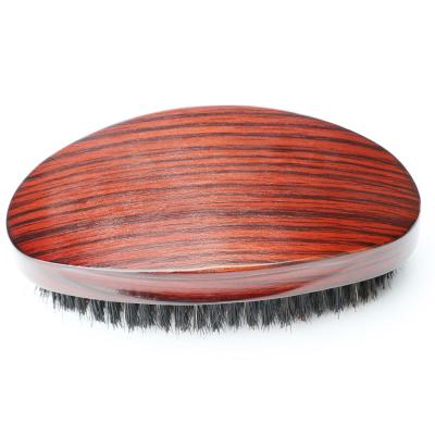 China Wavy Gift Boar Bristle Wave Brush Beech Natural Wood Bend Palm 360 Haarborstel Te koop