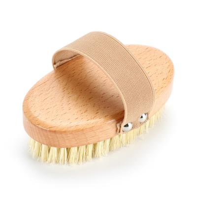 China Natural Beechwood Sisal Vegan Back Body Brush Dry Brush For Sensitive Skin for sale