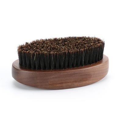 China Walnut Wooden Beard Brush Oval Customize Brand Logo Beard Grooming Brush for sale