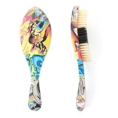 China Soft Boar Bristle 360 Curved Wave Hair Brush for Customized Patterns and Smooth Finish for sale