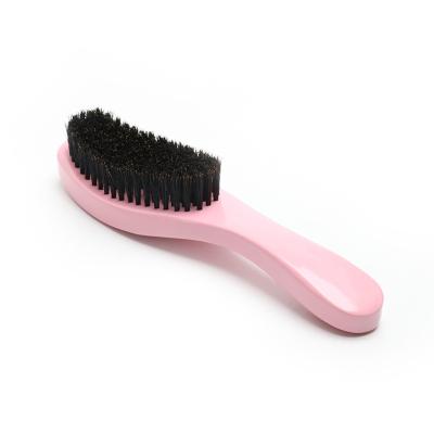 China Pink Curved Smoothing Hair Brush Boar Bristle 360 Wave Brush for sale