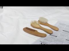 Customized LOGO Baby Brush And Comb Set Wooden Baby Hair Brush With Goat Bristle