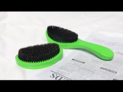 Medium Hard Boar Bristle Wave Brush 360 Bend Curve Green Hairbrush Custom Logo