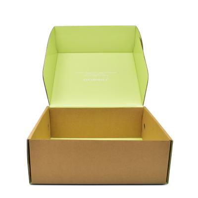 China Beautiful Recyclable Custom Color Printed Clothing Corrugated Biodegradation Paper Packaging Box For Shoe for sale