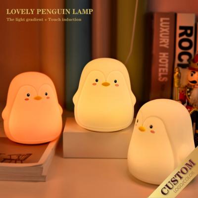 China Hot Sale USB Rechargeable Penguin Color Cute Soft Silicone Led Night Light Silicone For Kids With 7 Colors Support Custom Logo for sale