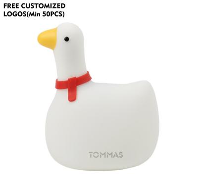 China Modern USB Charging Bedroom Cute Bedside LED Switch Fun Atmosphere Swing Goose Silicone Desk Lamp for sale