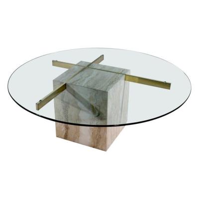 China (Size) Italian Style Design Home Furniture Marble Coffee Table Side Table Adjustable Simple End Table With Glass Top for sale