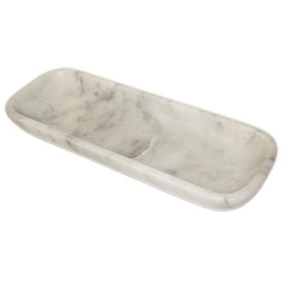 China New Design Texture (Size) Adjustable Serving Tray Oval White Marble Decor Serving Decor Natural Marbleized Tray for Kitchen Room for sale