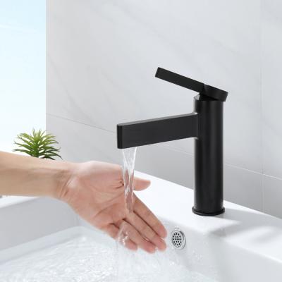 China New Design Matt Black Brass Basin Sink Faucet Metered Luxury Deck Mounted Mixer Toilet Bathroom Basin Faucet for sale