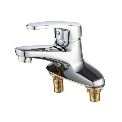 China High Quality Brass Water Taps Single Handle Basin Faucet Metered Cold Hot Mixer 2 Way Faucet for sale