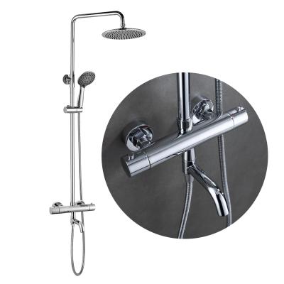 China With Shower Luxury Wall Mounted Brass Bath Slide Bar OEM Thermostatic Rain Faucet Shower Set for sale