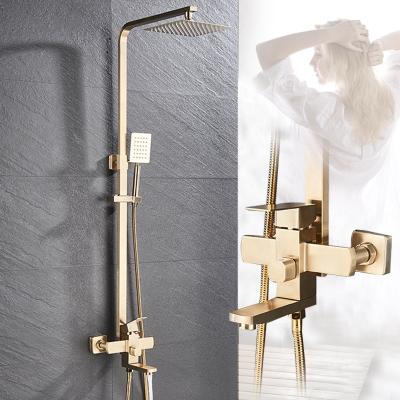 China Without Slide Bar 304 Stainless Steel Shower Faucet Set Hot And Cold Water Load Gold Shower Mixer Tap for sale