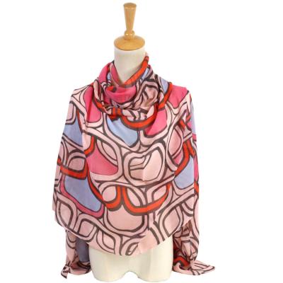 China Nice Silk Feeling Polyester Long And Square Digital Printed Scarf for sale