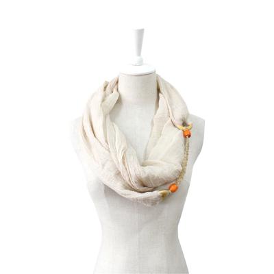 China fashion new design scarf 20 ss jewelry 19ss polyester beaded jewelry scarf hijab women for sale