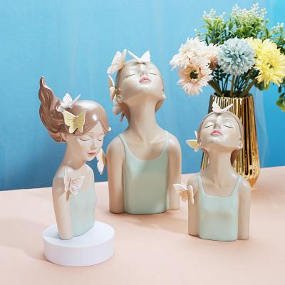 China European Style Stargazy Pie Butterfly Girl Resin Opens Decoration Living Room Office Home Ornaments for sale