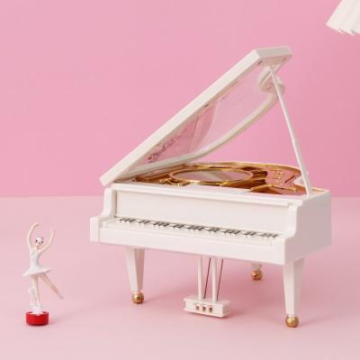 China Europe home decoration open dance ballet girl turn piano shape music box plastic spring music box for sale