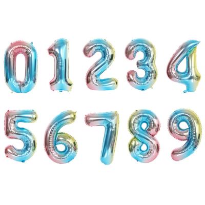 China Foil 2021 Hot Sale 32 Inch Big Numbers Balloons Birthday Party Decorations Helium Foil Mylar Gradient Color Balloons Decorations for sale